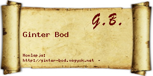 Ginter Bod névjegykártya